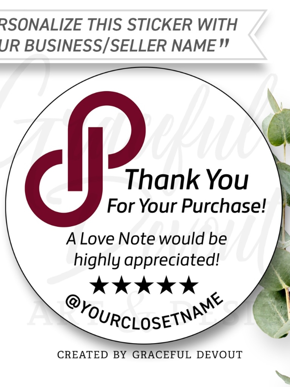 Poshmark- 2" (inches) Thank You Round  (96ct.) Stickers